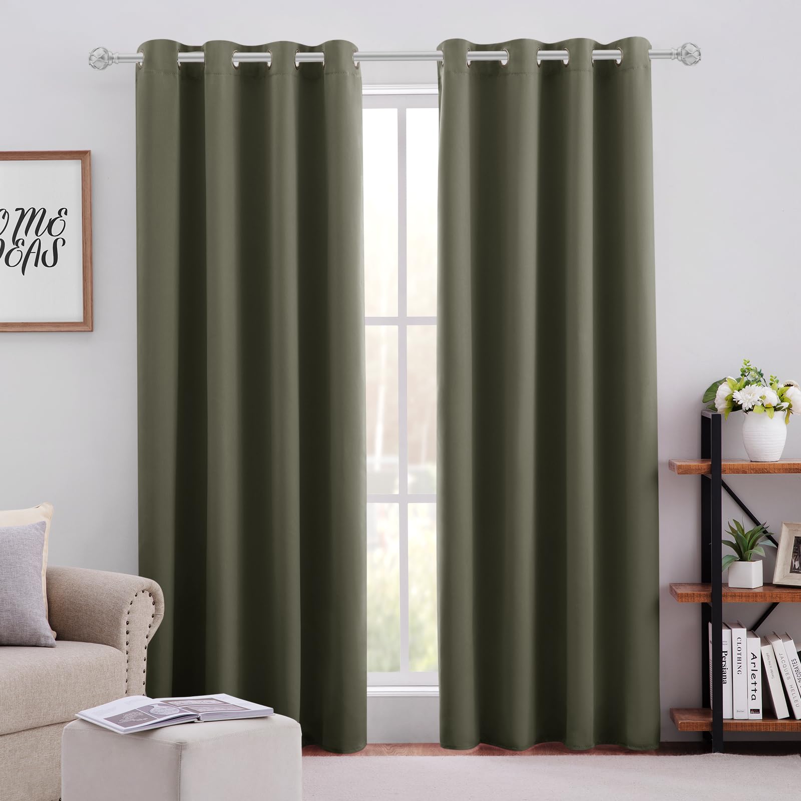 Cortinas Opacas Homeideas 132x213 Cm 2 Paneles Verde Oliva - Venta Internacional