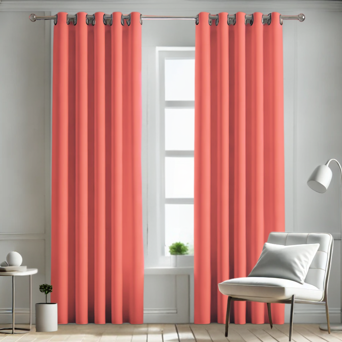 Cortina Blackout Rebeca -2 Paneles Calidad Premium 95% Oscuridad -290 X 230 Cm – Naranja Coral