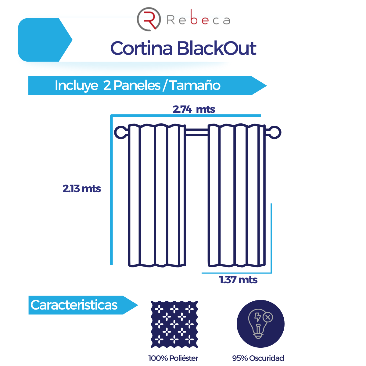 Foto 6 | Cortina Blackout Rebeca -2 Paneles Calidad Premium 95% Oscuridad -274 X 213 Cm – Café