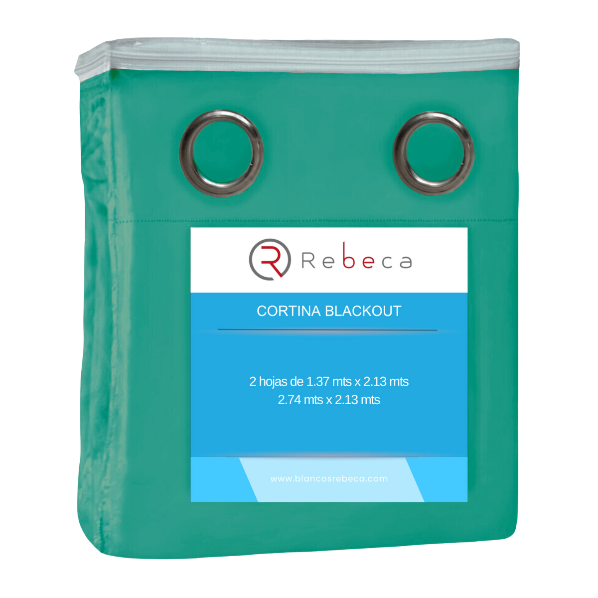 Foto 5 pulgar | Cortina Blackout Rebeca -2 Paneles Calidad Premium 95% Oscuridad -274 X 213 Cm – Verde Agua