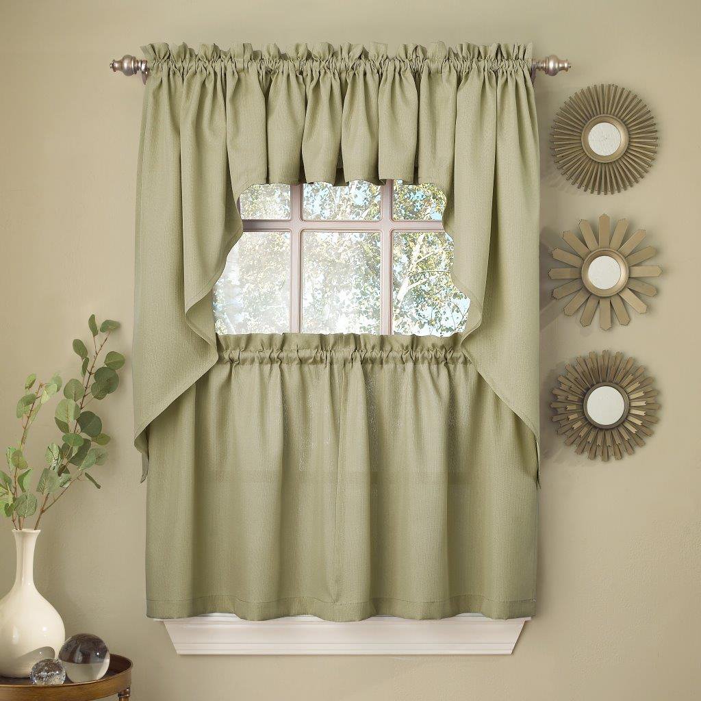 Foto 2 pulgar | Set De Cortinas De Cocina Sweet Home Collection Ribcord Sage - Venta Internacional.