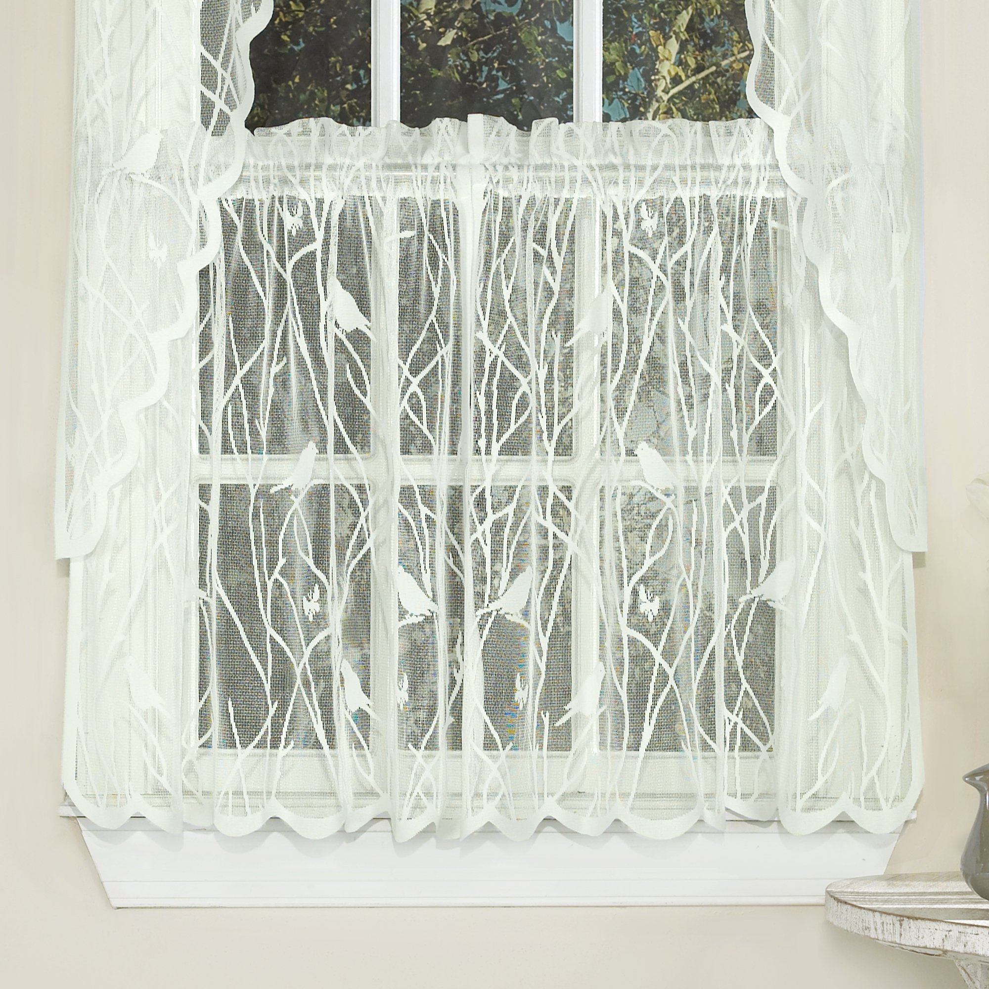Cortina Para Ventana De Cocina, Colección Sweet Home, Songbird, Color Marfil - Venta Internacional.