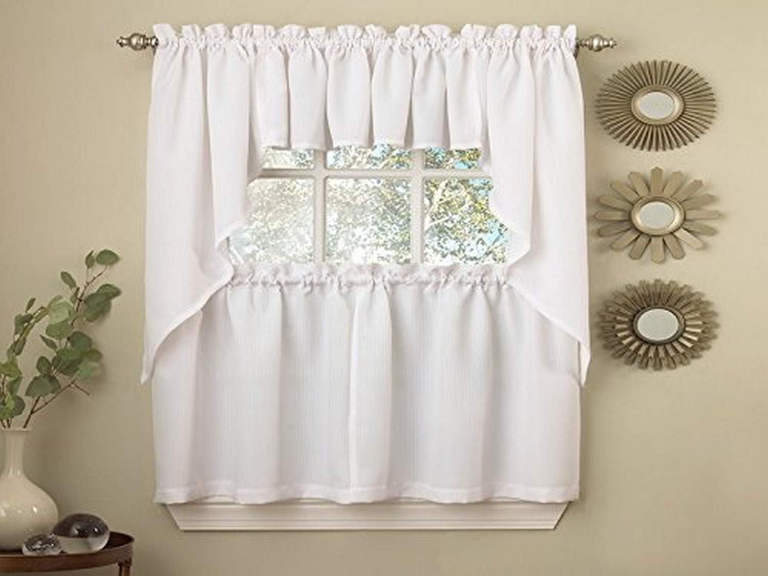 Foto 1 | Cortinas De Cocina Valance Sweet Home Ribcord White - Venta Internacional.