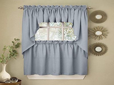 Foto 1 | Cortinas De Cocina De La Colección Sweet Home Con Cordón Acanalado Opaco, Color Azul - Venta Internacional.