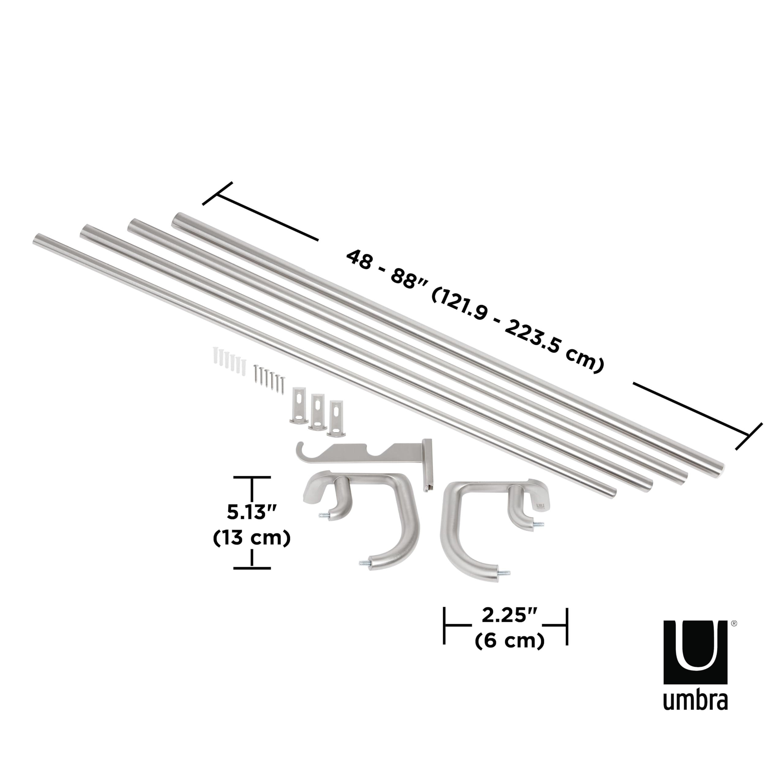 Foto 4 pulgar | Juego De Barras Para Cortinas Umbra Twilight Double, 122-224 Cm, Níquel Mate - Venta Internacional.