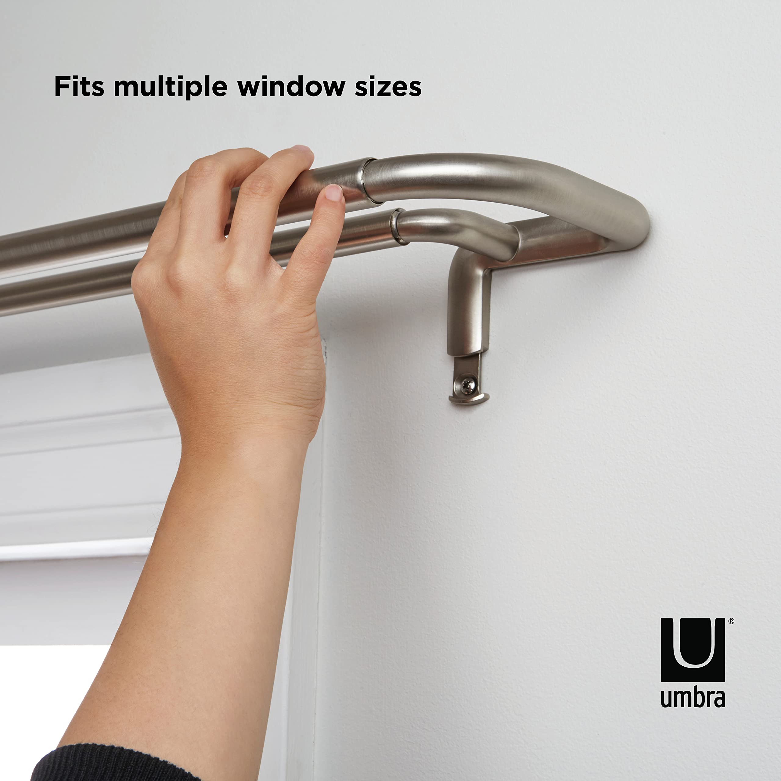 Foto 6 pulgar | Juego De Barras Para Cortinas Umbra Twilight Double, 122-224 Cm, Níquel Mate - Venta Internacional.