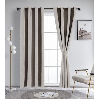 Foto 1 | Juego De Cortinas Opacas De Tela, 2 Piezas, Color Beige, 230 Cm X 140 Cm - Venta Internacional.