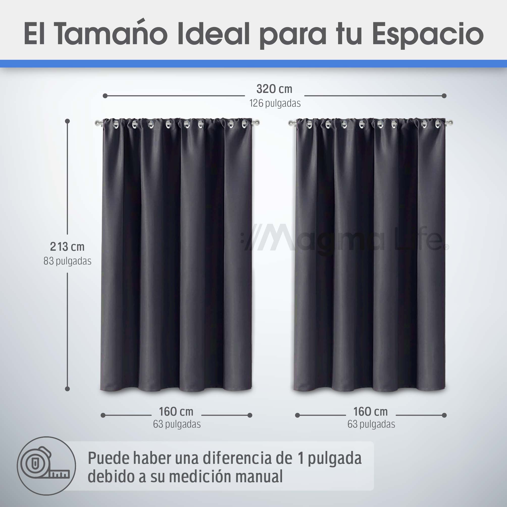 Foto 3 pulgar | Magma Life Cortinas Blackout Con Aislamiento Térmico, Juego De 2 Piezas, Tela Suave 100% Poliéster 160x213 Cm Color Gr