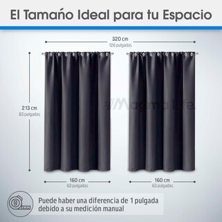 Foto 2 | Magma Life Cortinas Blackout Con Aislamiento Térmico, Juego De 2 Piezas, Tela Suave 100% Poliéster 160x213 Cm Color Gr