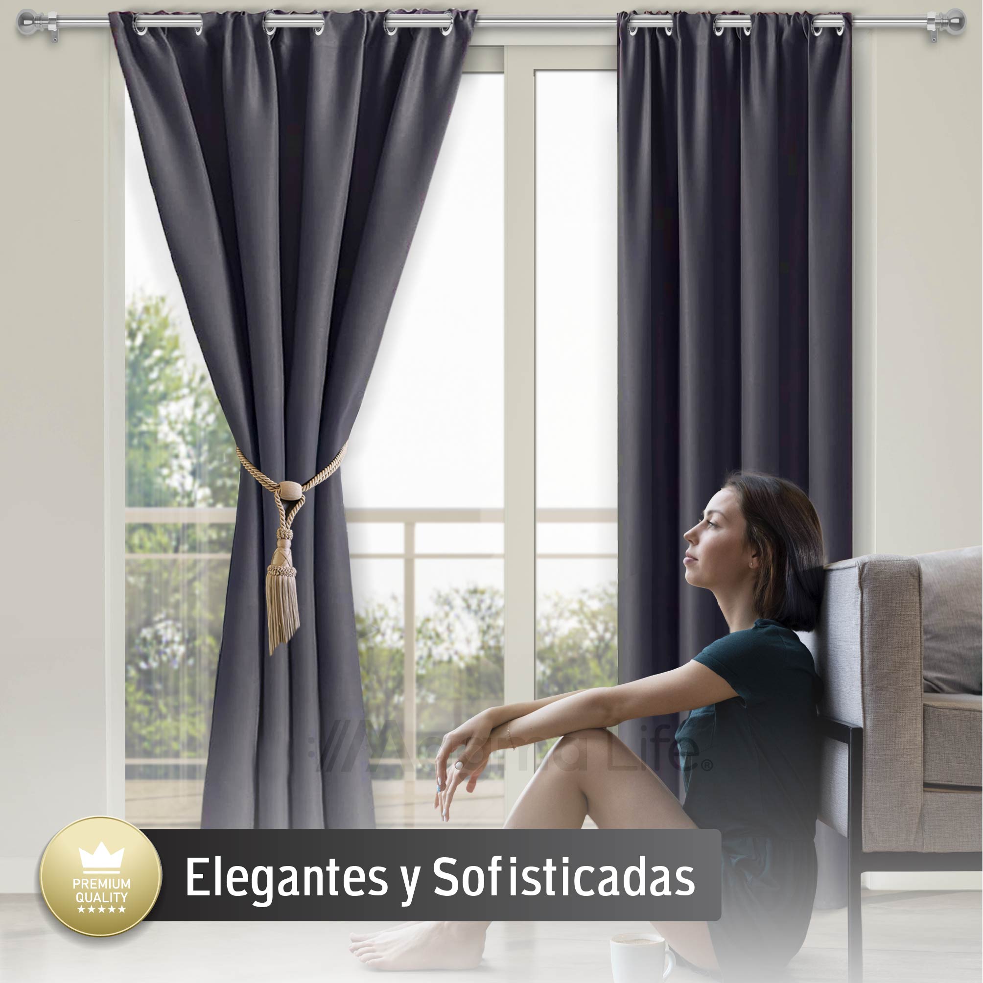 Foto 9 pulgar | Magma Life Cortinas Blackout Con Aislamiento Térmico, Juego De 2 Piezas, Tela Suave 100% Poliéster 160x213 Cm Color Gr