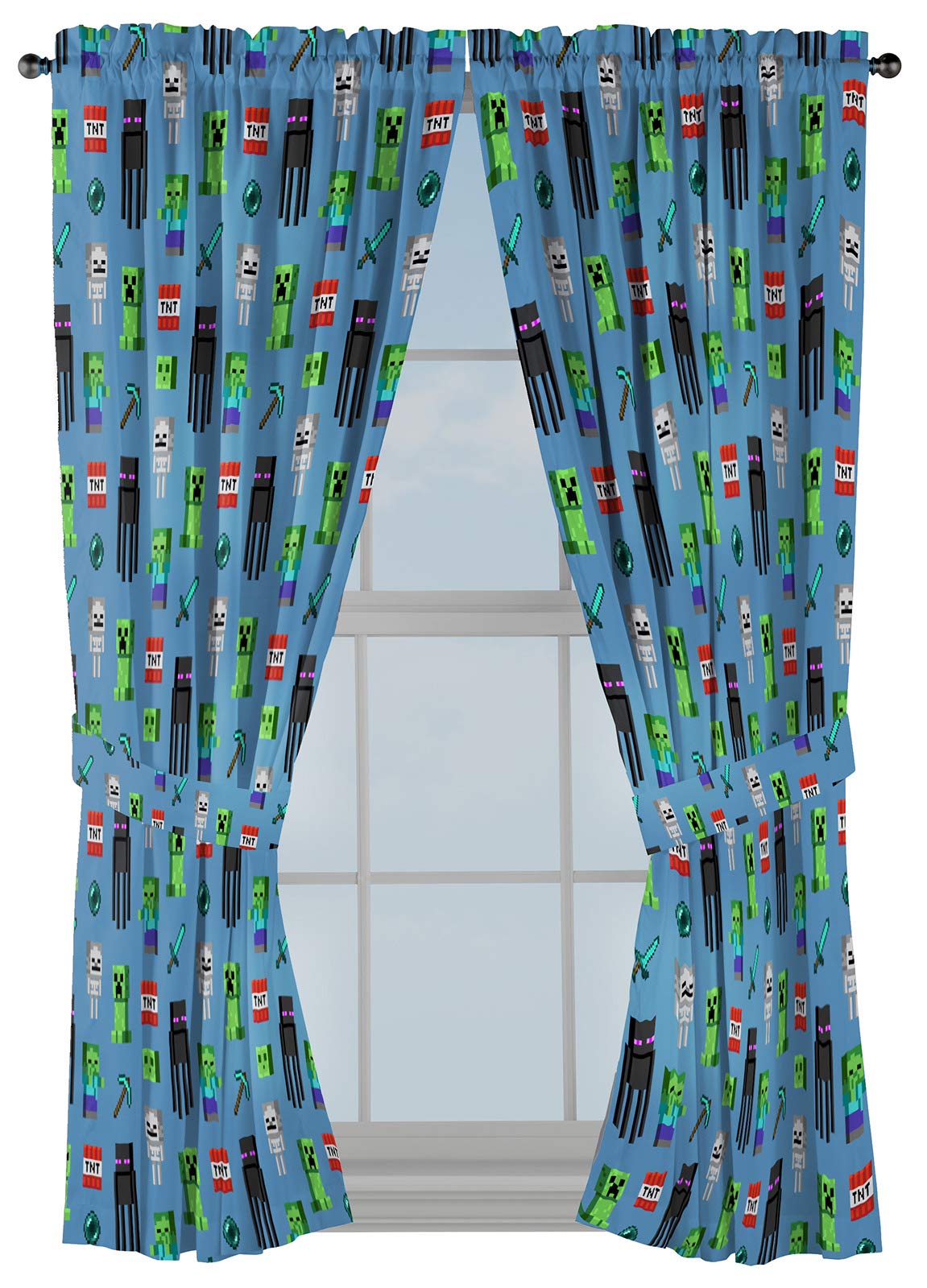Set De Cortinas Jay Franco Minecraft Monster Hunters Blue 160 Cm - Venta Internacional.