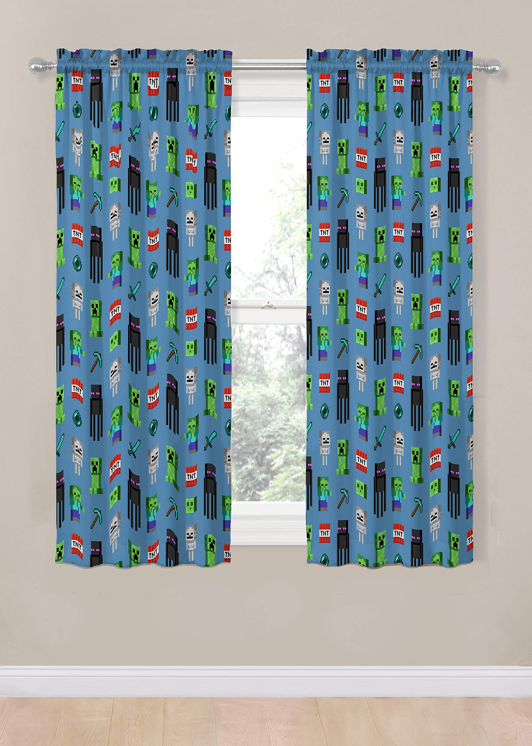 Foto 3 pulgar | Set De Cortinas Jay Franco Minecraft Monster Hunters Blue 160 Cm - Venta Internacional.