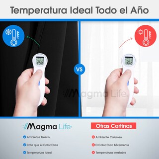 Foto 6 | Magma Life Cortinas Blackout Con Aislamiento Térmico, Juego De 2 Piezas, Tela Suave 100% Poliéster 160x213 Cm Color N