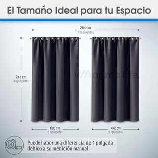 Foto 2 | Cortinas Blackout Magma Life con Aislamiento Térmico 2 Piezas 132 x 241 cm Gris