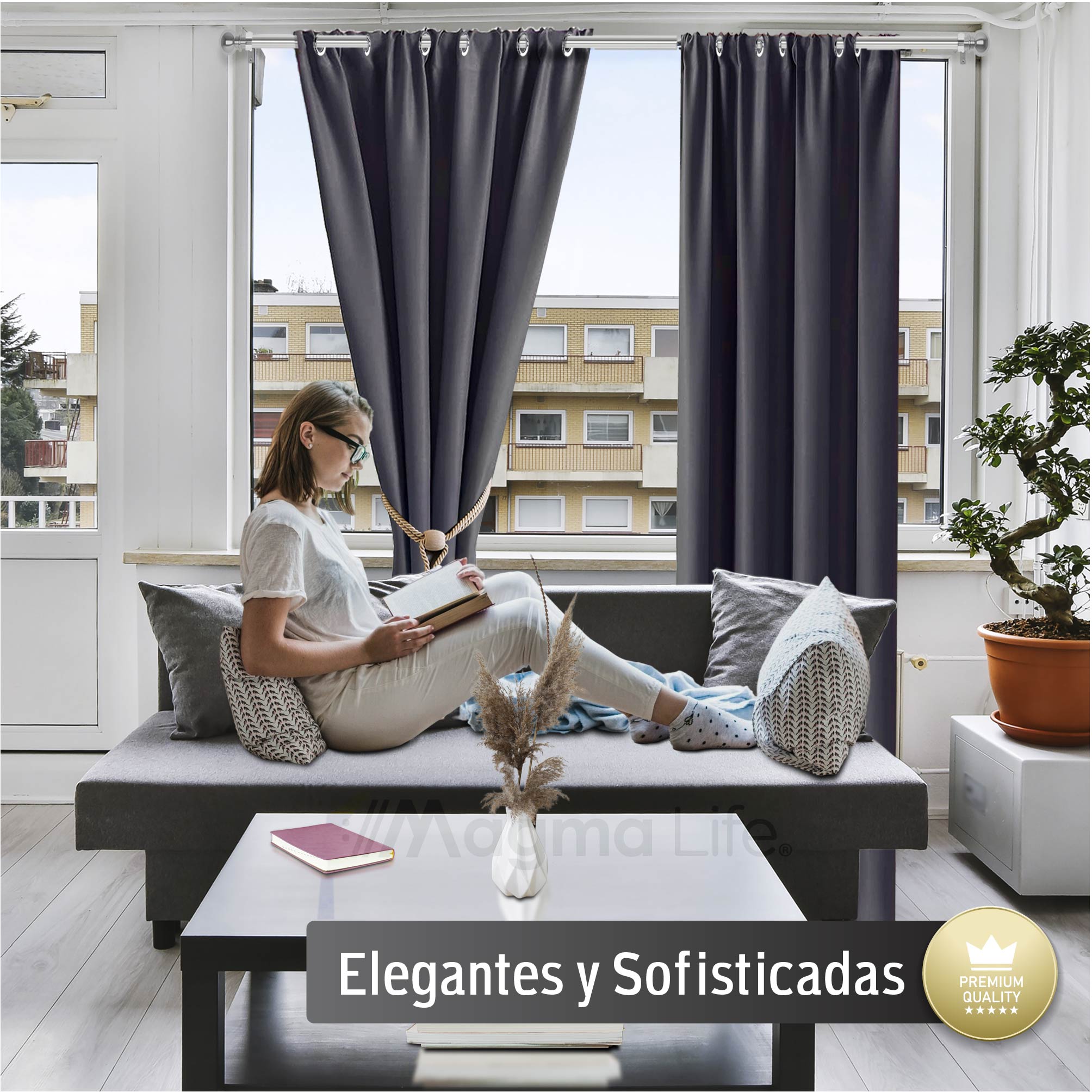 Foto 9 pulgar | Cortinas Blackout Magma Life con Aislamiento Térmico 2 Piezas 132 x 241 cm Gris