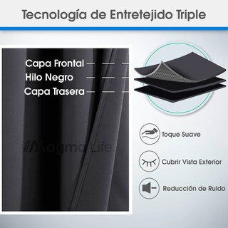 Foto 3 | Cortinas Blackout Magma Life con Aislamiento Térmico 2 Piezas Gris