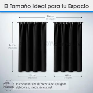 Foto 2 | Cortinas Blackout Magma Life con Aislamiento Térmico 2 Piezas 132 x 241 cm Negro