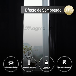 Foto 4 | Cortinas Blackout Magma Life con Aislamiento Térmico 2 Piezas 132 x 241 cm Negro