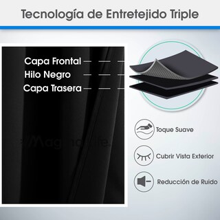 Foto 5 | Cortinas Blackout Magma Life con Aislamiento Térmico 2 Piezas 132 x 241 cm Negro