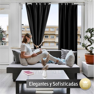 Foto 8 | Cortinas Blackout Magma Life con Aislamiento Térmico 2 Piezas 132 x 241 cm Negro