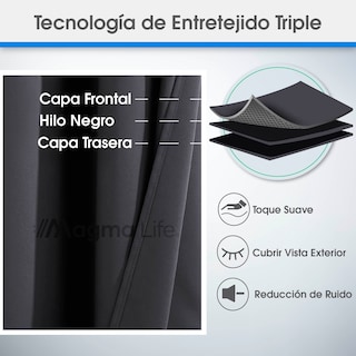 Foto 4 | Cortinas Blackout Magma Life con Aislamiento Térmico 2 Piezas 132 x 213 cm Gris
