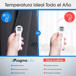Foto 6 | Cortinas Blackout Magma Life con Aislamiento Térmico 2 Piezas 132 x 213 cm Gris