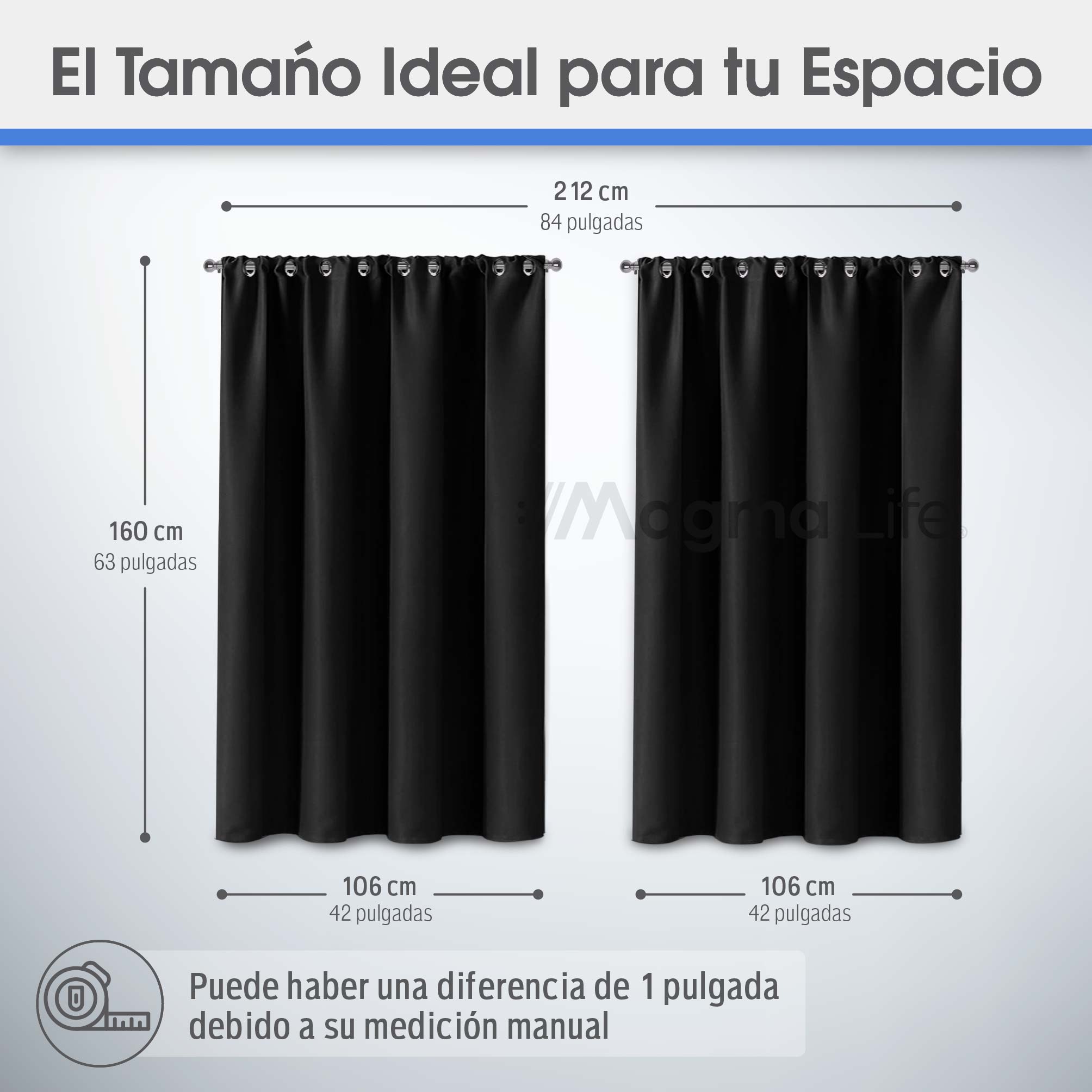 Foto 3 pulgar | Cortinas Blackout Magma Life con Aislamiento Térmico 2 Piezas Negro