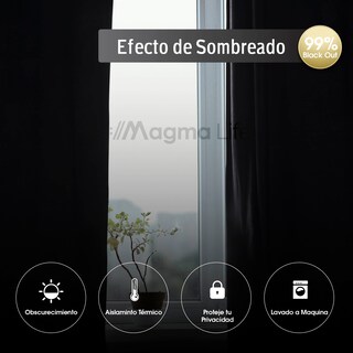 Foto 4 | Cortinas Blackout Magma Life con Aislamiento Térmico 2 Piezas 132 x 213 Negro