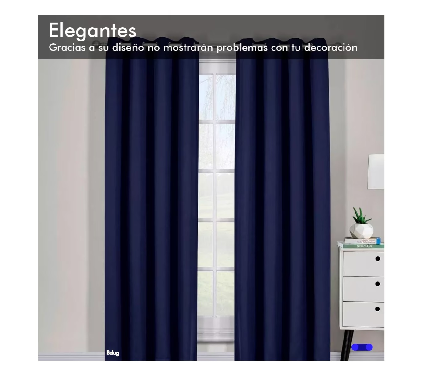 Foto 4 pulgar | Cortinas Belug Blackout Aislamiento Térmico 2 Paneles 215 X 135 Cm Azul Oscuro