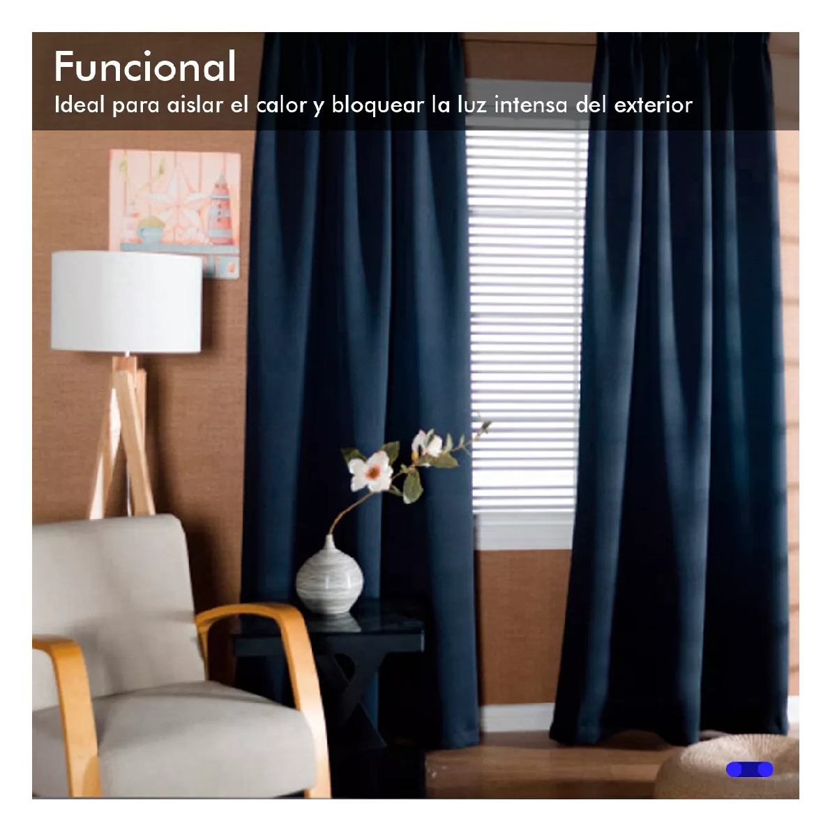 Foto 5 pulgar | Cortinas Belug Blackout Aislamiento Térmico 2 Paneles 215 X 135 Cm Azul Oscuro