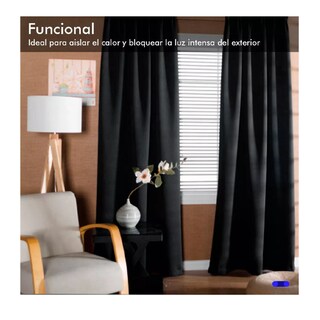 Foto 3 | Cortinas Belug Aislamiento Térmico 2 Paneles Color Negro