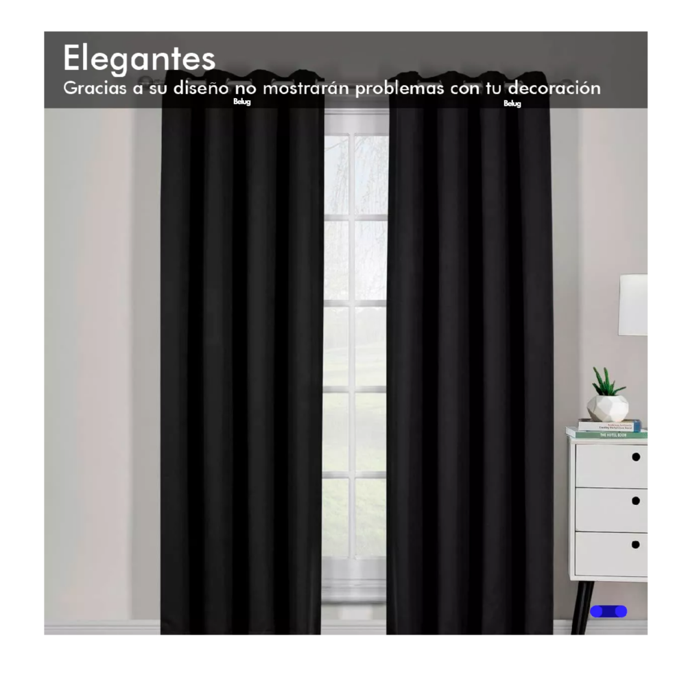 Foto 5 pulgar | Cortinas Belug Aislamiento Térmico 2 Paneles Color Negro
