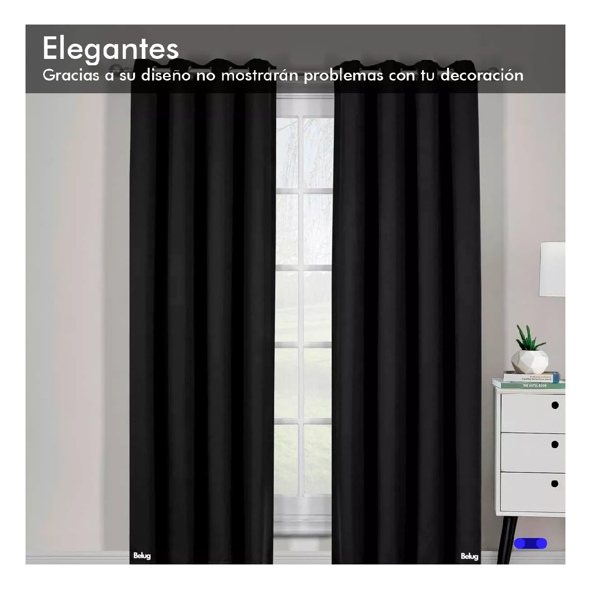 Foto 4 pulgar | Cortinas Kitul Blackout Plus Aislamiento Térmico 2 Paneles 215 X 135 Cm Belug Color Negro