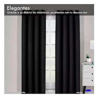 Foto 3 | Cortinas Kitul Blackout Plus Aislamiento Térmico 2 Paneles 215 X 135 Cm Belug Color Negro