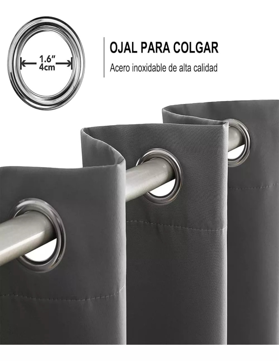 Foto 6 pulgar | Cortina Blackout Gris Oscuro + Termo De Agua Güish