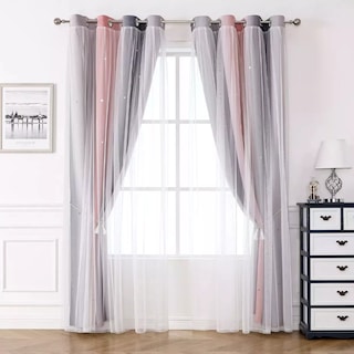 Foto 1 | Cortinas Black Out Xtellar Princess Gris Degradado con Estrellas y Tul Transparente