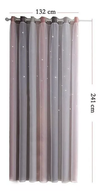 Foto 3 pulgar | Cortinas Black Out Xtellar Princess Gris Degradado con Estrellas y Tul Transparente