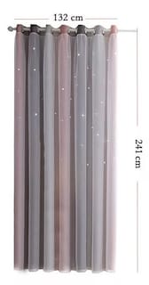 Foto 2 | Cortinas Black Out Xtellar Princess Gris Degradado con Estrellas y Tul Transparente
