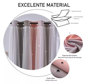 Foto 3 | Cortinas Black Out Xtellar Princess Gris Degradado con Estrellas y Tul Transparente
