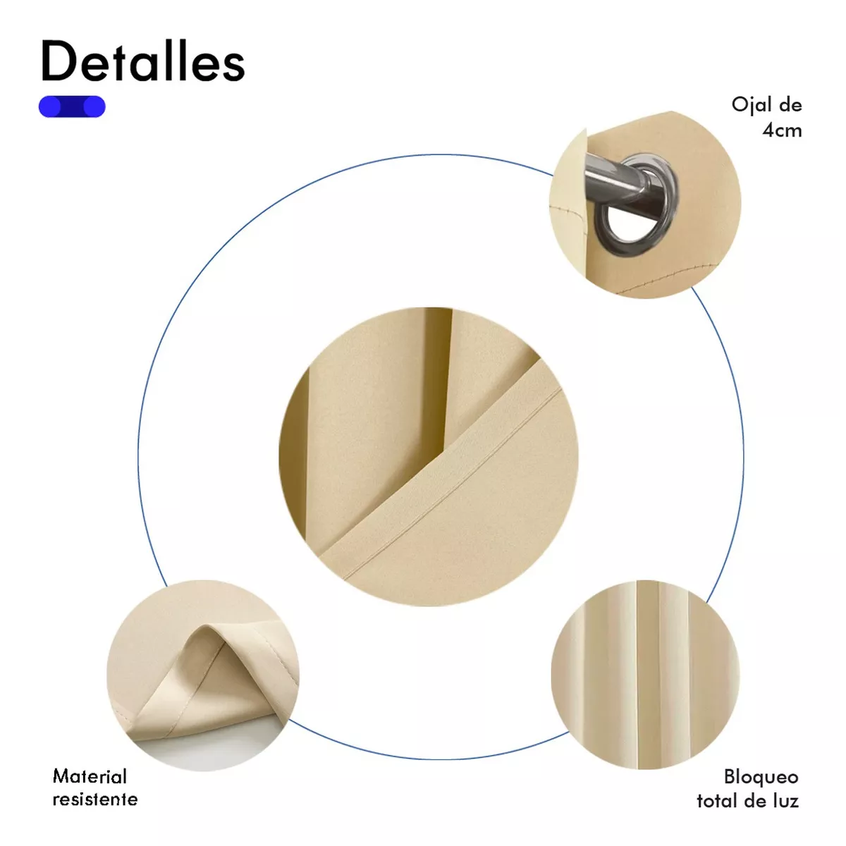 Foto 3 pulgar | Cortinas Kitul Blackout Belug Plus Aislamiento Térmico 2 Paneles Color Beige