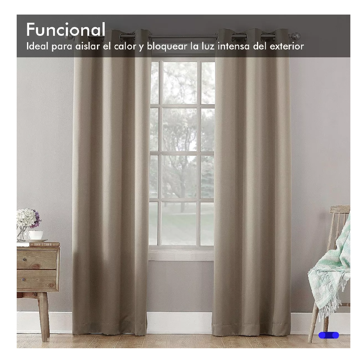 Foto 4 pulgar | Cortinas Kitul Blackout Belug Plus Aislamiento Térmico 2 Paneles Color Beige
