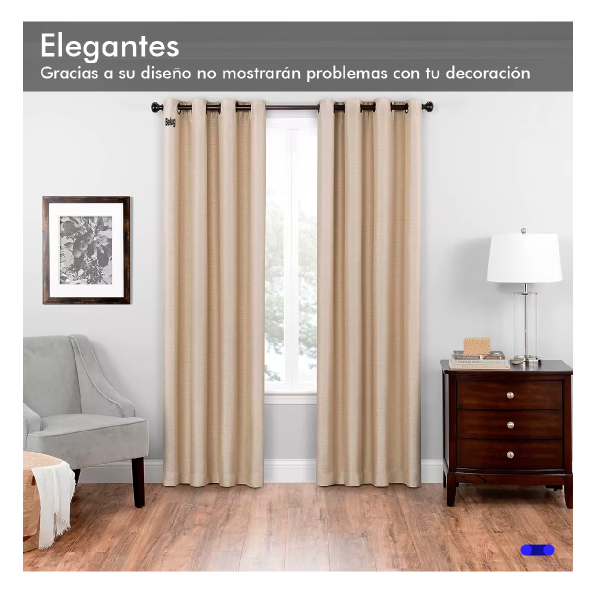 Foto 5 pulgar | Cortinas Kitul Blackout Belug Plus Aislamiento Térmico 2 Paneles Color Beige