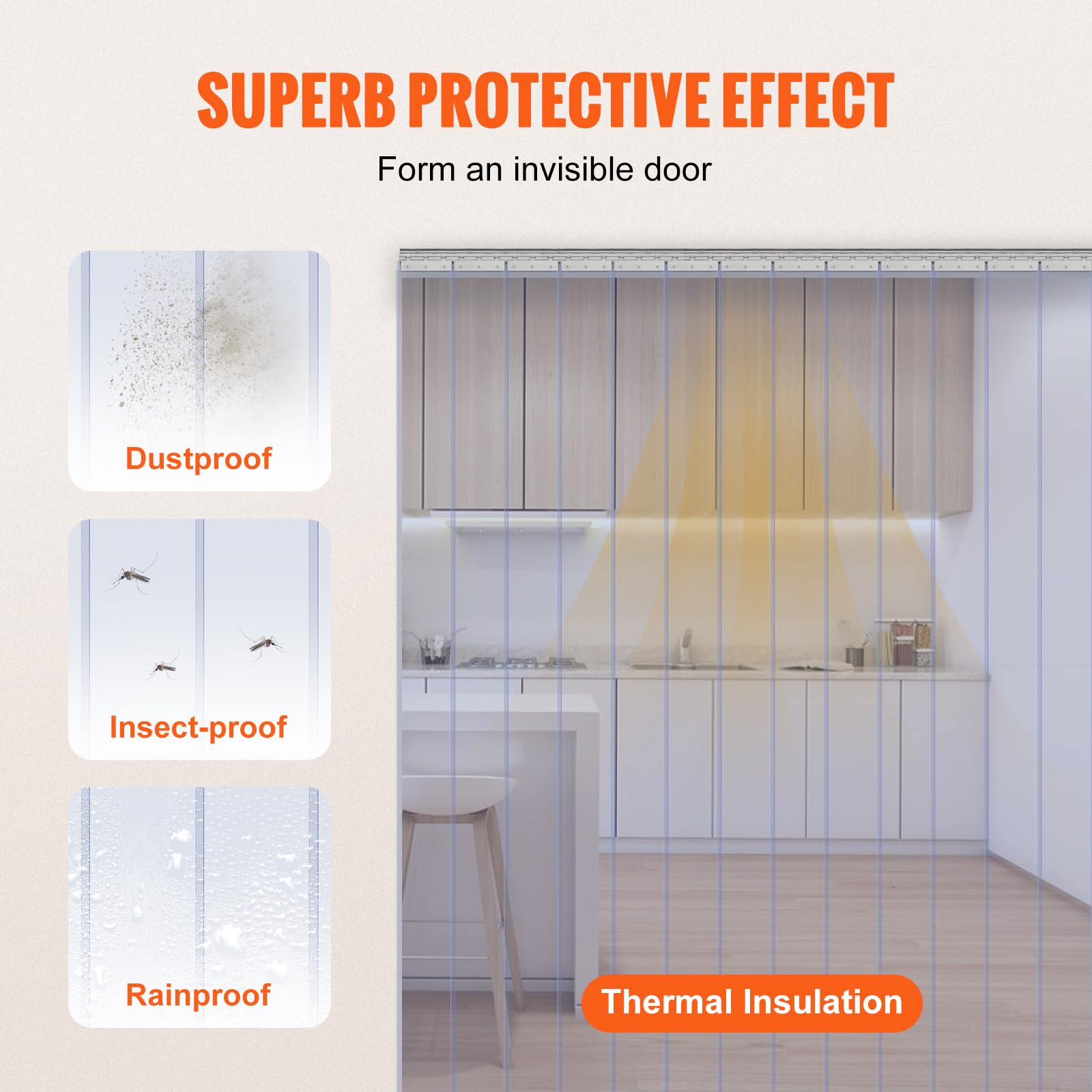 Foto 4 pulgar | Cortina Vevor, 96 X 244 Cm, Pvc Transparente, Para Congeladores Y Puertas - Venta Internacional.