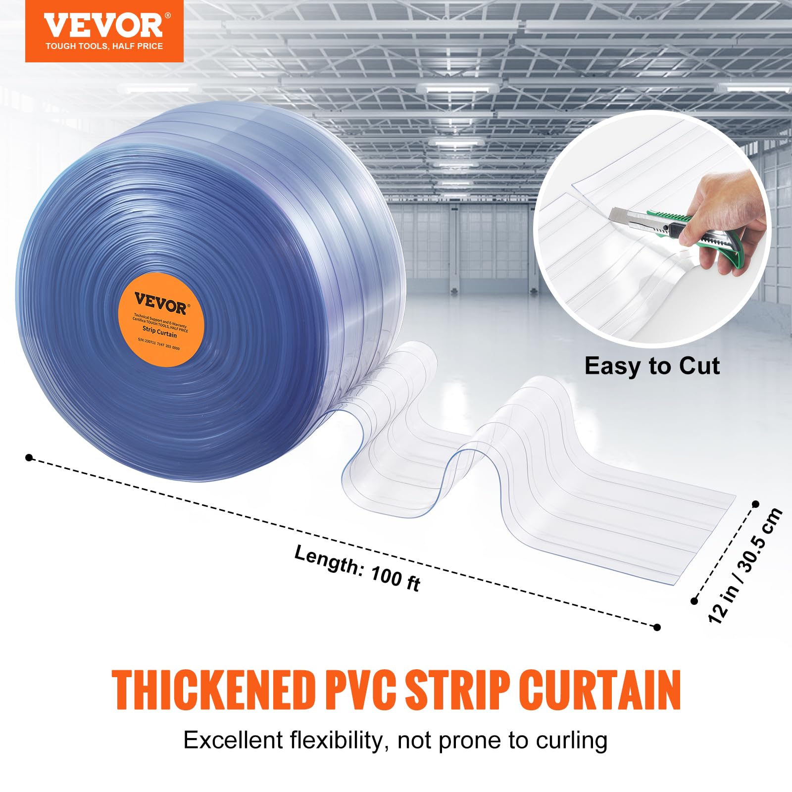 Foto 2 | Cortina Vevor Transparente Acanalada De Pvc, 30,5 X 30,48 X 0,3 Cm, 30 M - Venta Internacional.