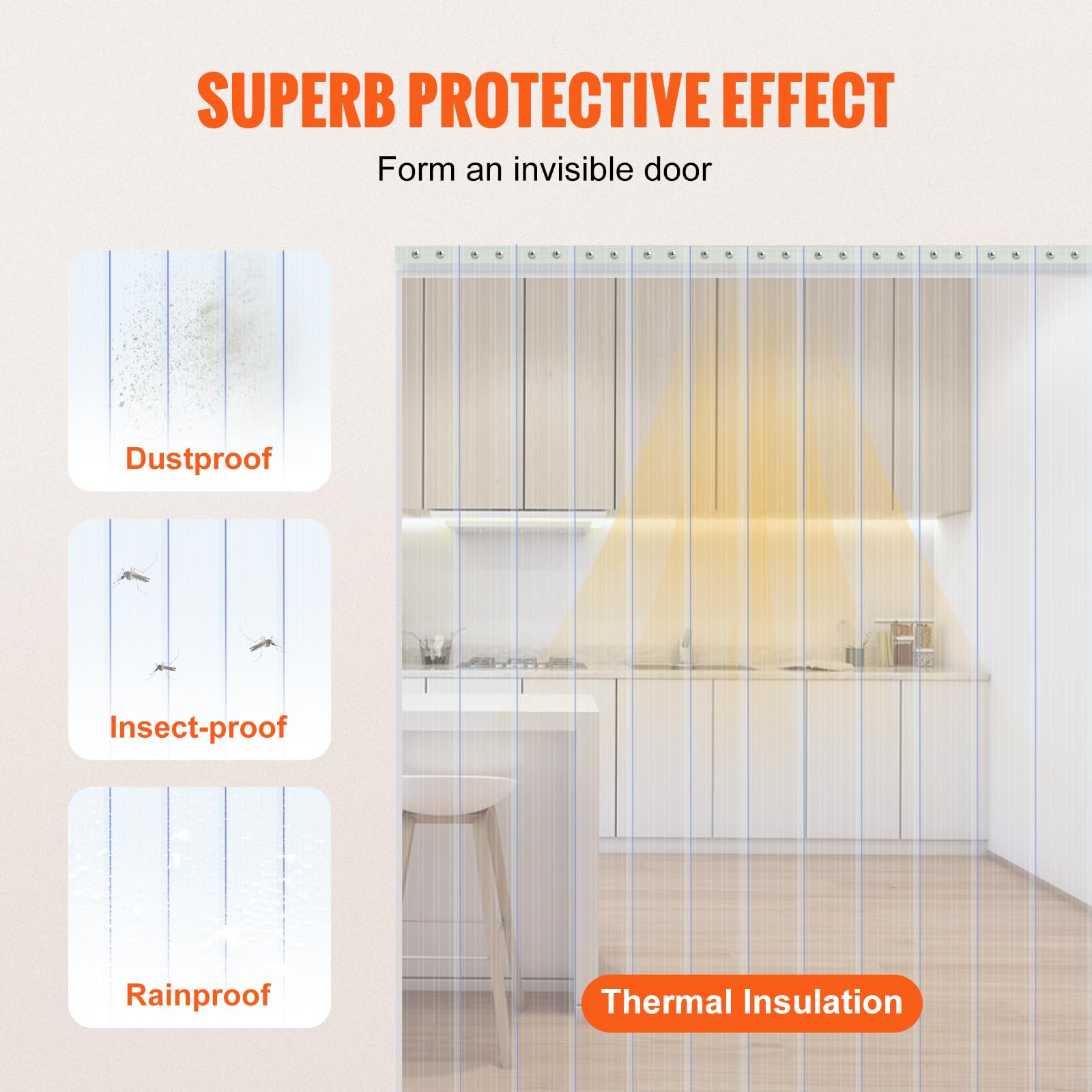 Foto 4 pulgar | Cortina Vevor Transparente Acanalada De Pvc, 30,5 X 30,48 X 0,3 Cm, 30 M - Venta Internacional.