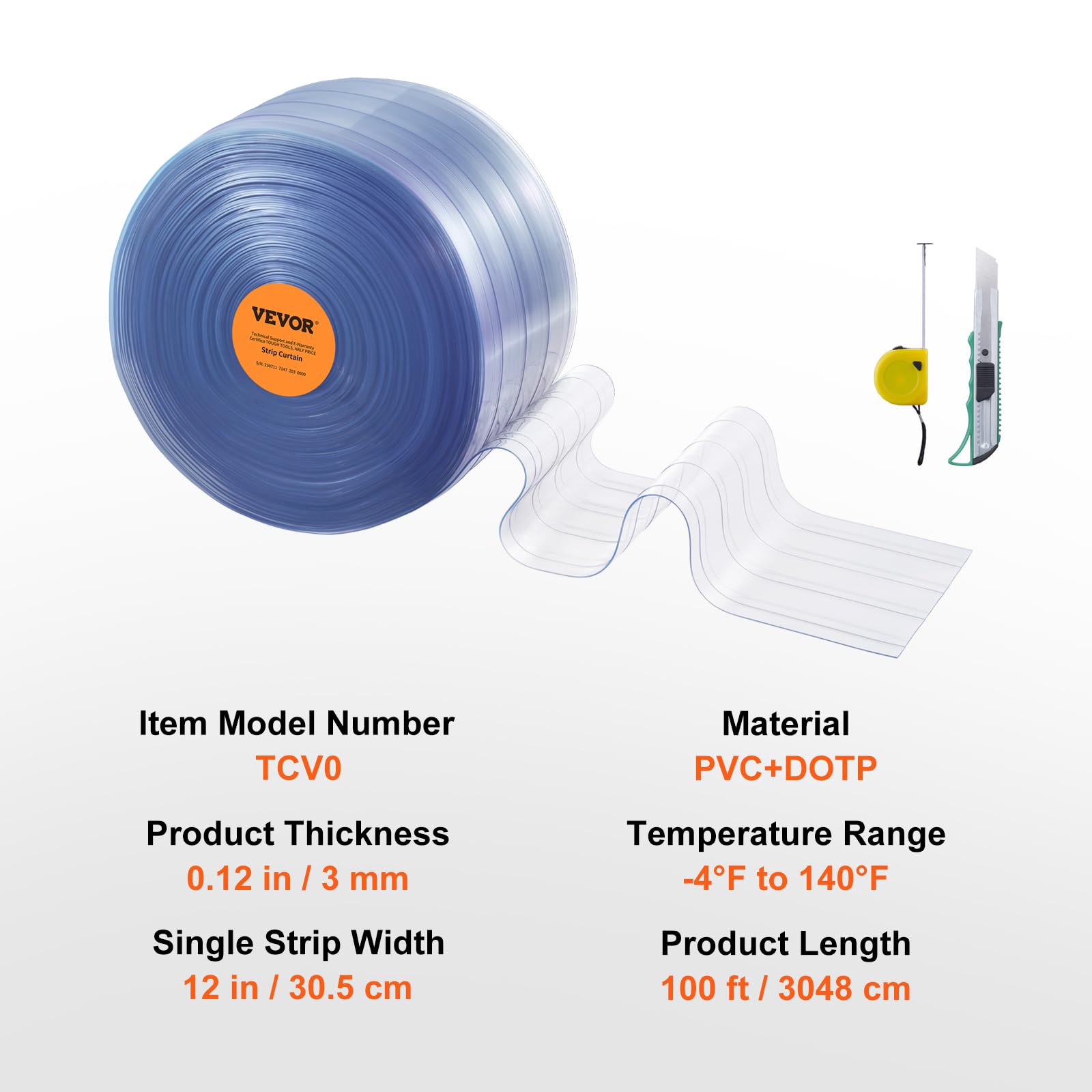 Foto 8 pulgar | Cortina Vevor Transparente Acanalada De Pvc, 30,5 X 30,48 X 0,3 Cm, 30 M - Venta Internacional.