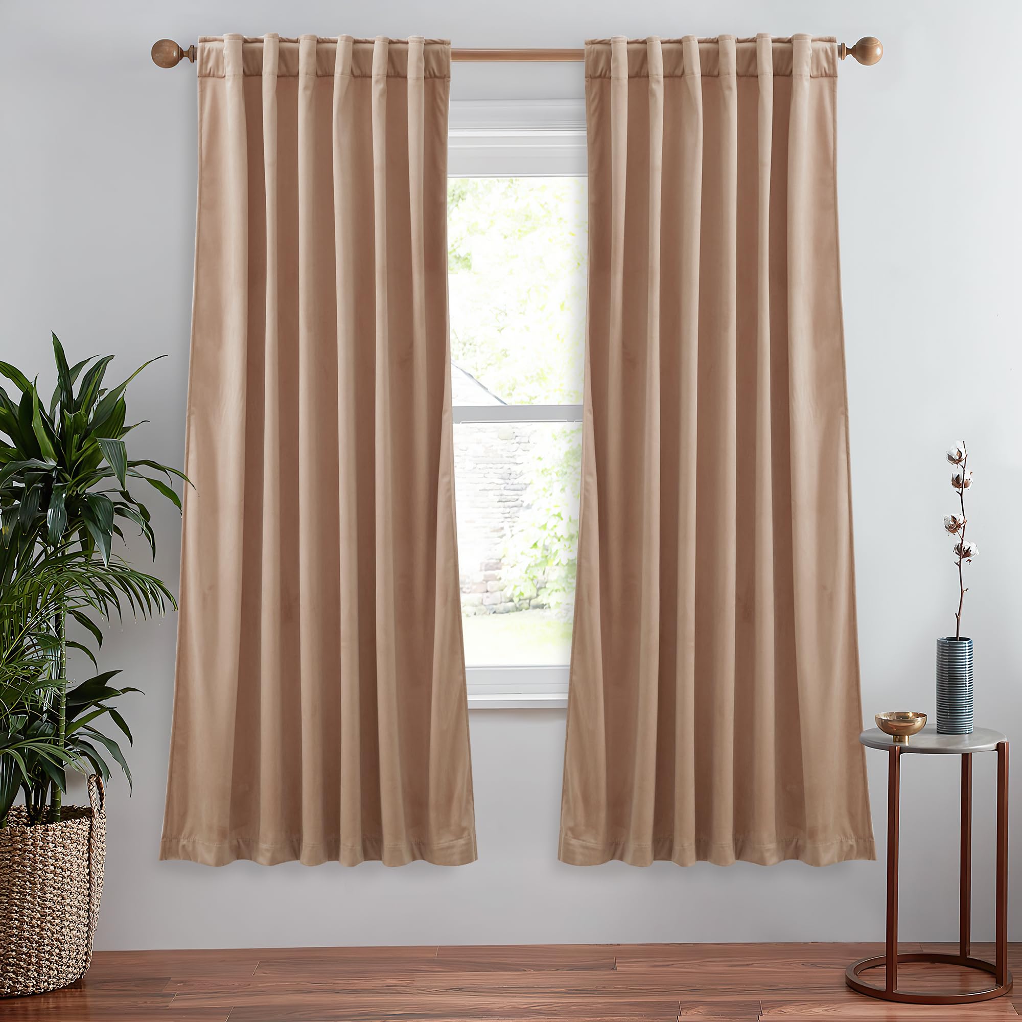 Foto 2 pulgar | Cortinas Stangh De Terciopelo Rubor Beige, 183 Cm De Longitud, Con Bloqueo De Luz - Venta Internacional.
