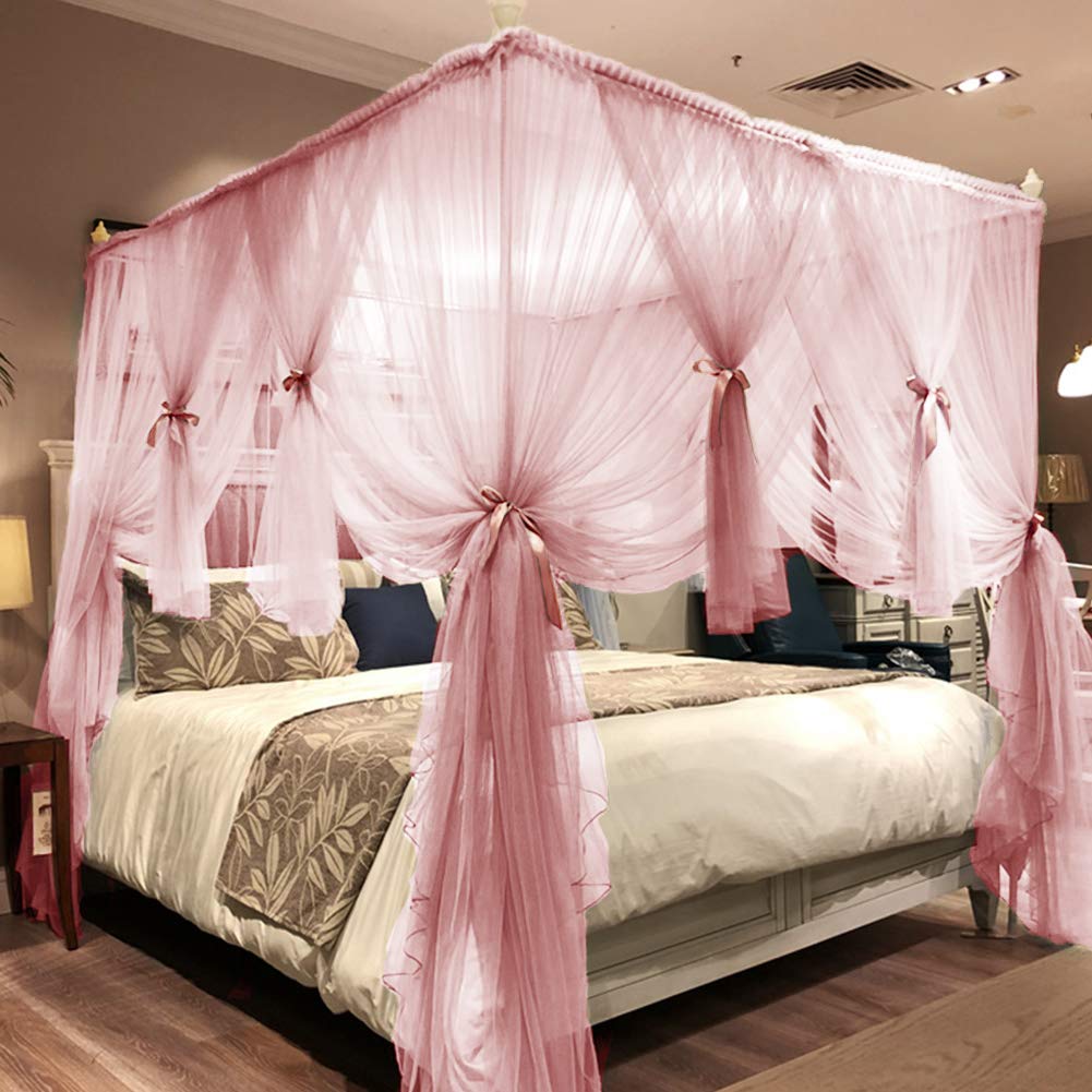 Foto 2 pulgar | Cortina De Cama Con Dosel Joyreap, 4 Esquinas, Rosa, Para Cama King Size - Venta Internacional.