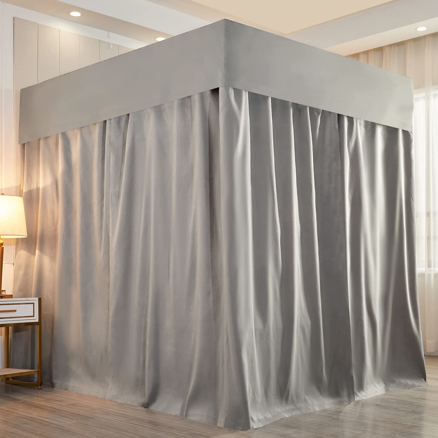 Foto 3 pulgar | Cortinas De Cama Con Dosel Mengersi, Lisas, Con Cuatro Esquinas, Gris - Venta Internacional.