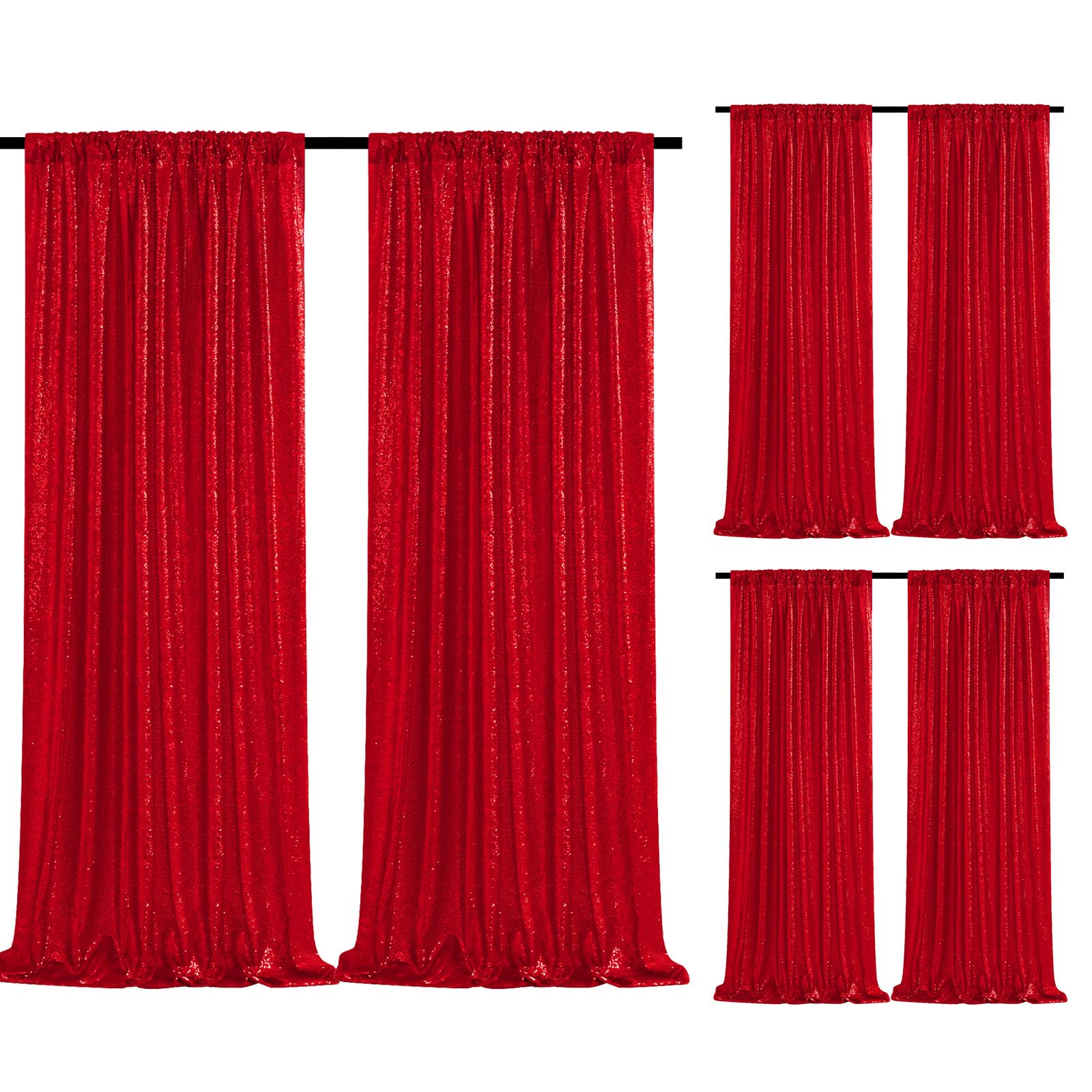 Foto 2 pulgar | Cortinas Con Fondo De Lentejuelas Soardream, Color Rojo, 60 X 240 Cm, 6 Unidades - Venta Internacional.